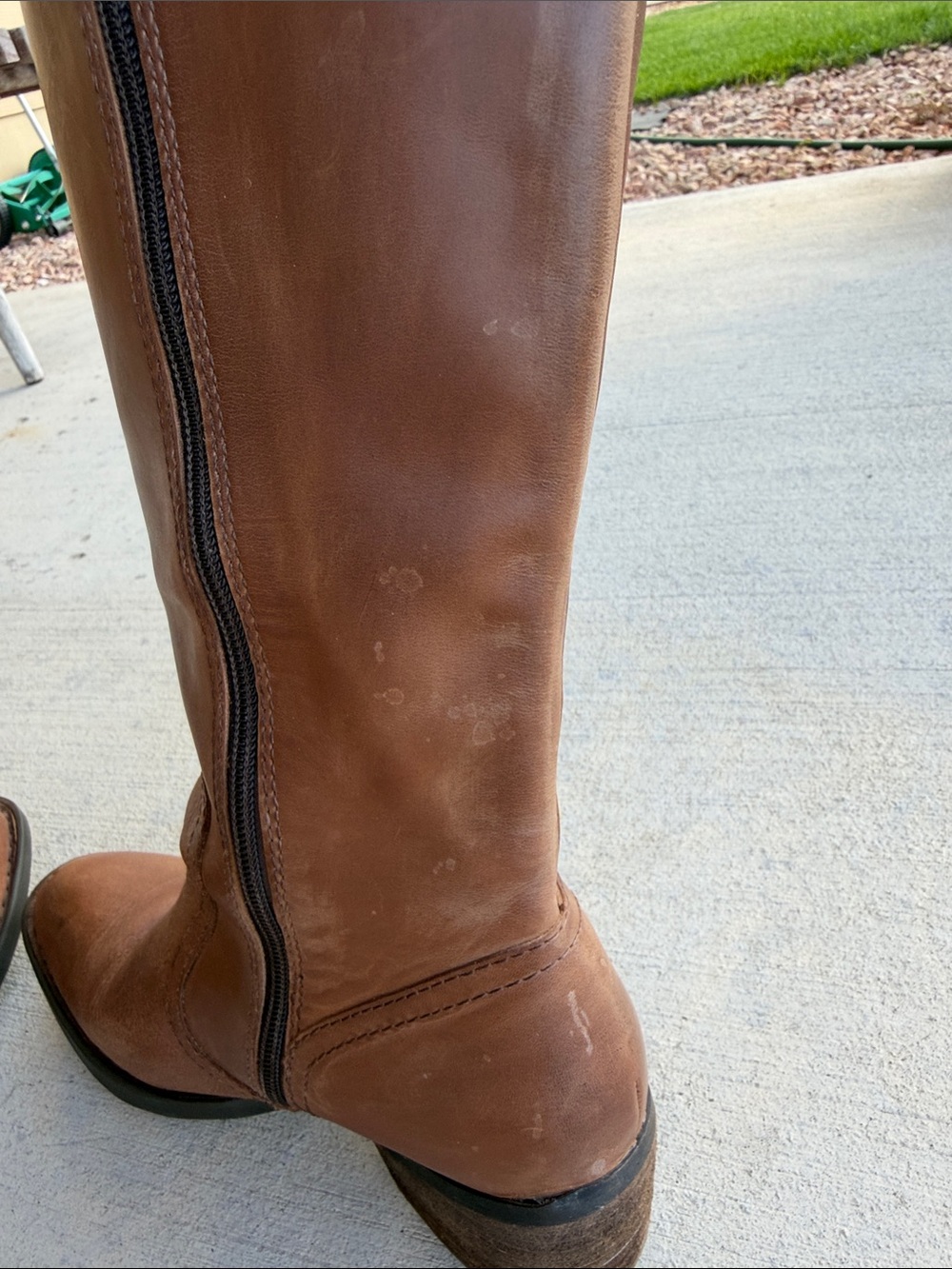 Born Brown Leather Knee-High Zip Boots with Buckle - Picture 5 of 8